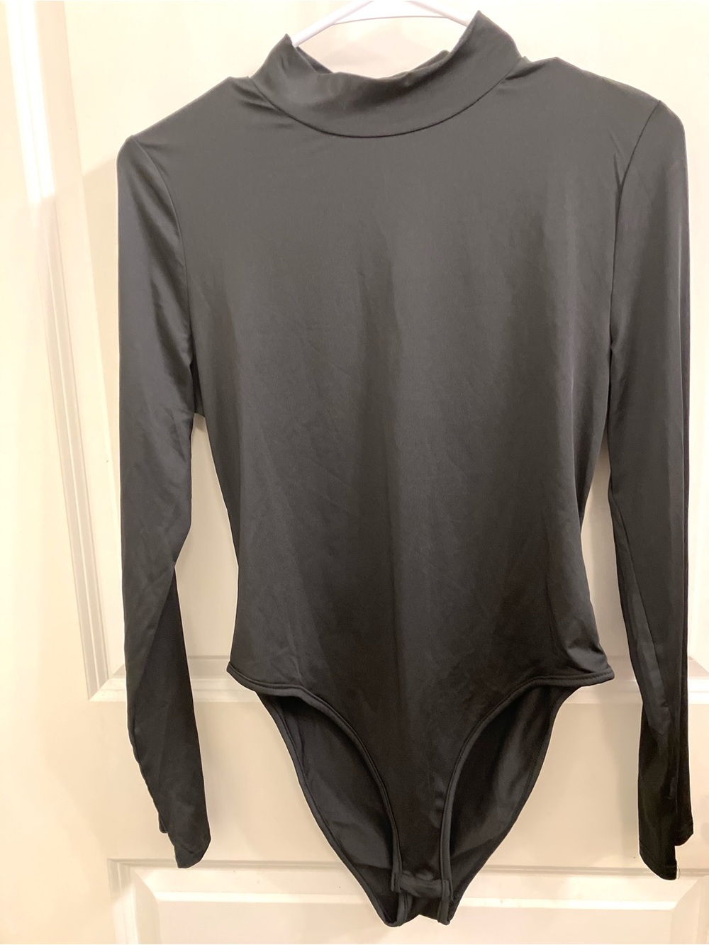 Women's Black Long-Sleeve Mock Neck Bodysuit